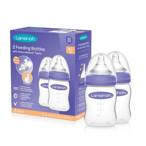 Lansinoh Twin Feeding Bottle With Natural Wave Teat SmallÂ®-160ml-75830 - Red Rhino