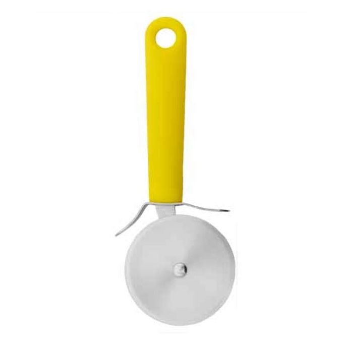 Yellow pizza or pastry cutter, product view
