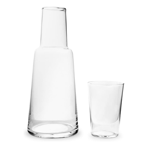 Bed Side Water Bottle and Glass Set - 3 Colors Clear | Blue | Green - Red Rhino