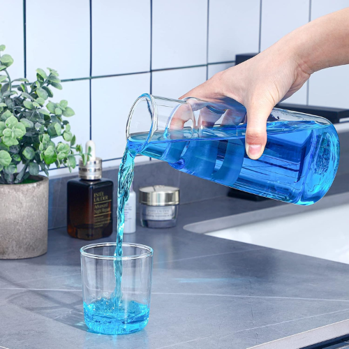 Bed Side Water Bottle and Glass Set - 3 Colors Clear | Blue | Green - Red Rhino