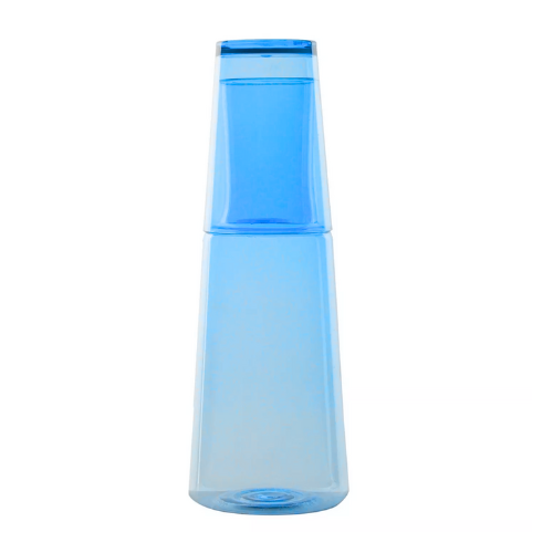 Bed Side Water Bottle and Glass Set - 3 Colors Clear | Blue | Green - Red Rhino