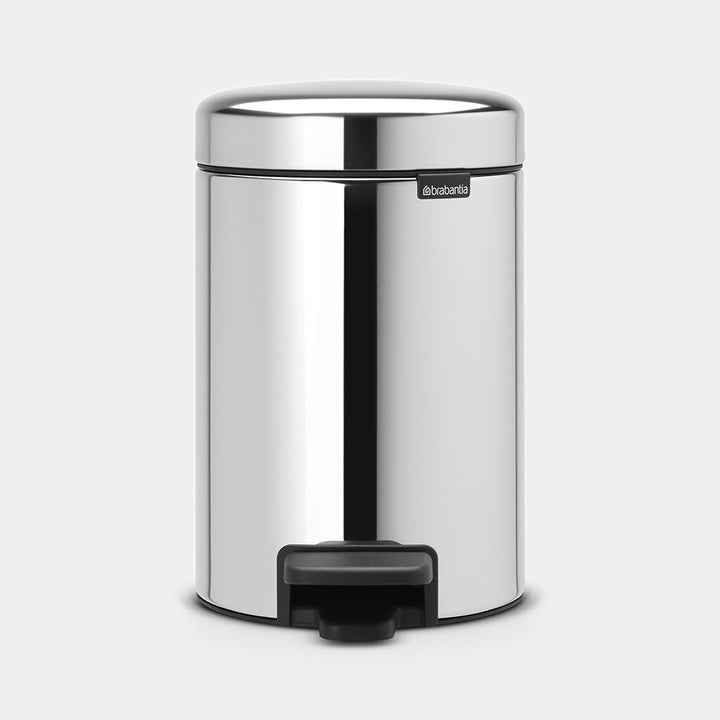 Newicon Pedal Bin 3L - Brilliant Steel - Red Rhino