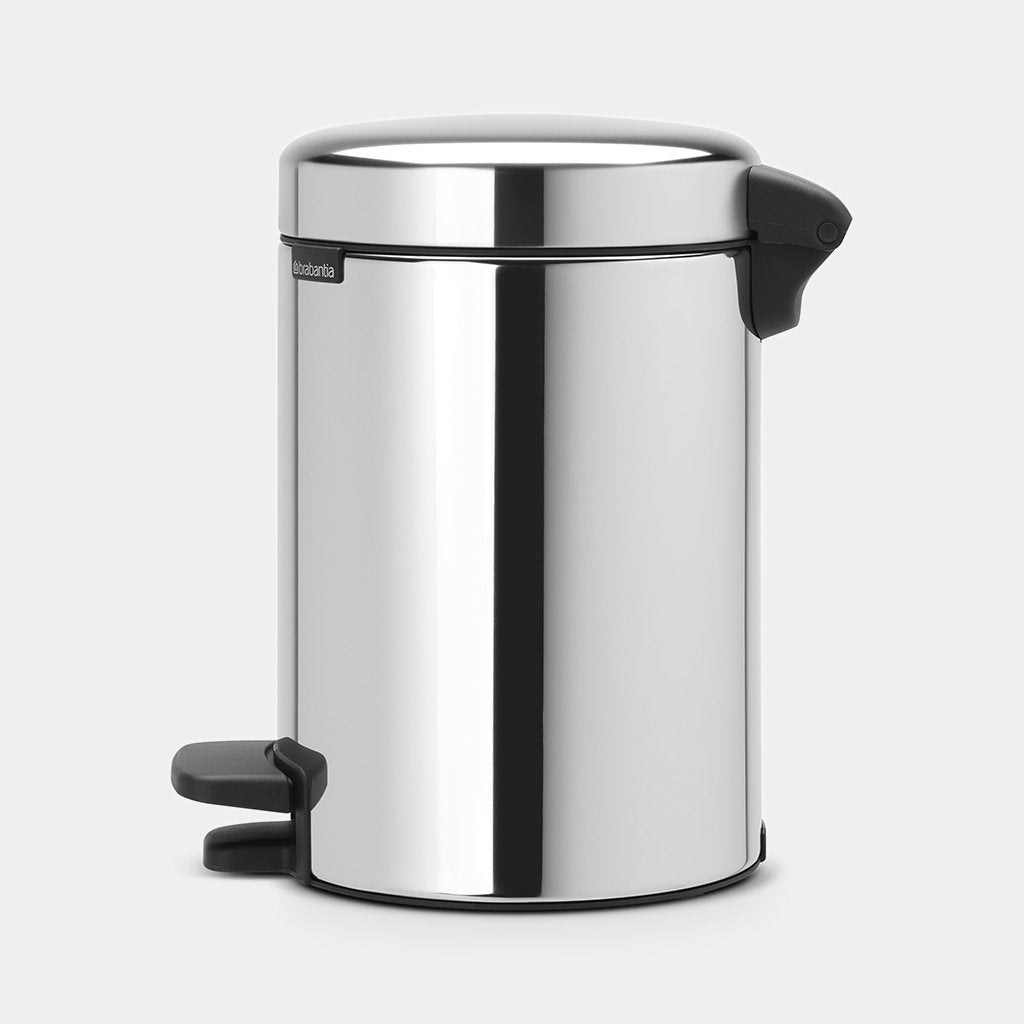 Newicon Pedal Bin 3L - Brilliant Steel - Red Rhino