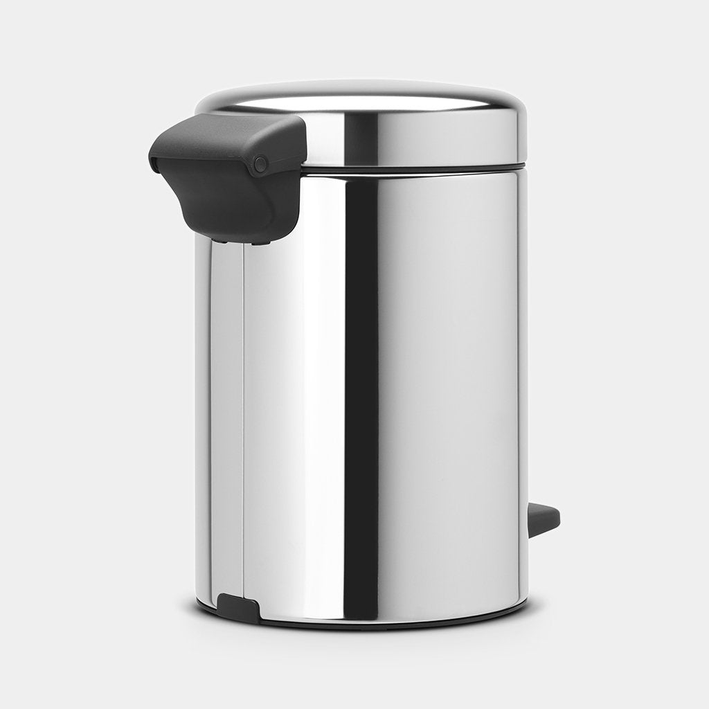 Newicon Pedal Bin 3L - Brilliant Steel - Red Rhino