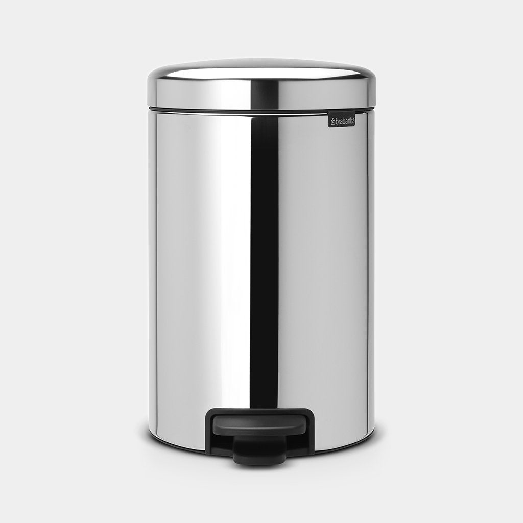 Newicon Pedal Bin 12L - Brilliant Steel - Red Rhino