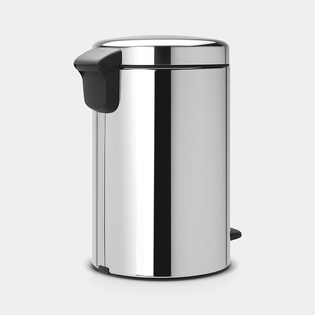 Newicon Pedal Bin 12L - Brilliant Steel - Red Rhino