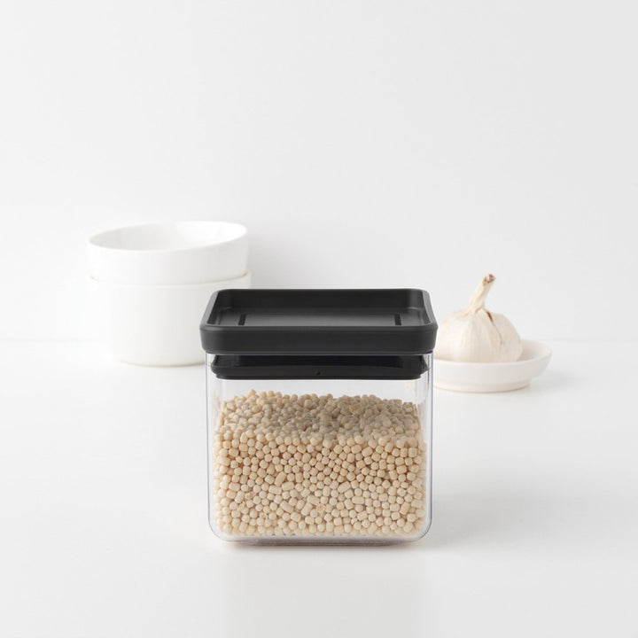 Brabantia Square canister 0.7 litre - Tasty Plus+ - Dark Grey - Red Rhino