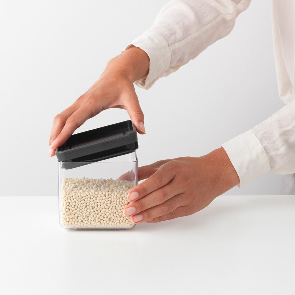Brabantia Square canister 0.7 litre - Tasty Plus+ - Dark Grey - Red Rhino
