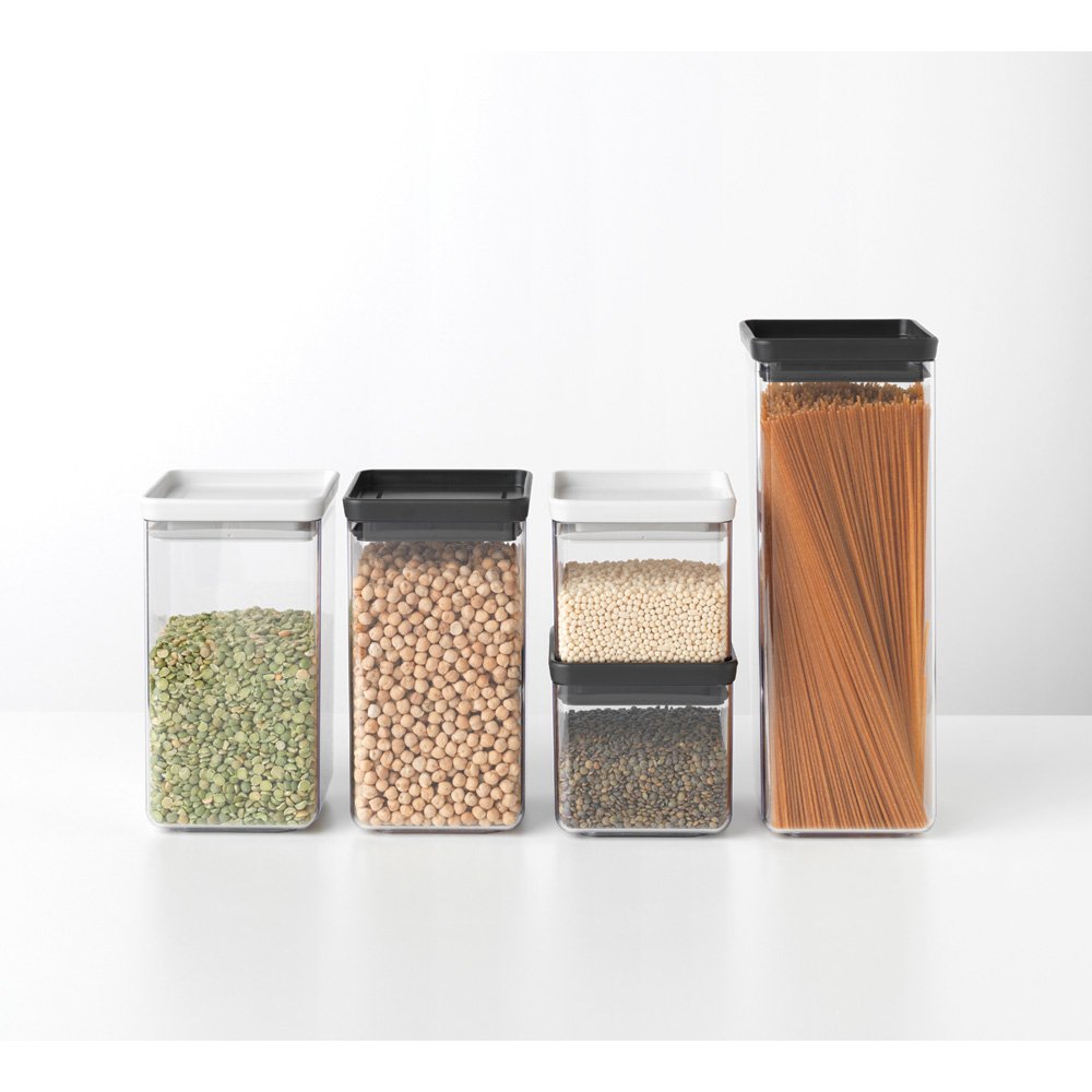 Brabantia Square canister 0.7 litre - Tasty Plus+ - Dark Grey - Red Rhino