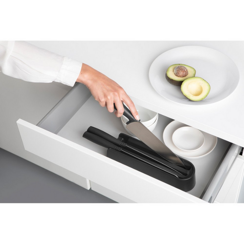 Drawer Knife Block Plus Knives TASTY+ - Dark Grey