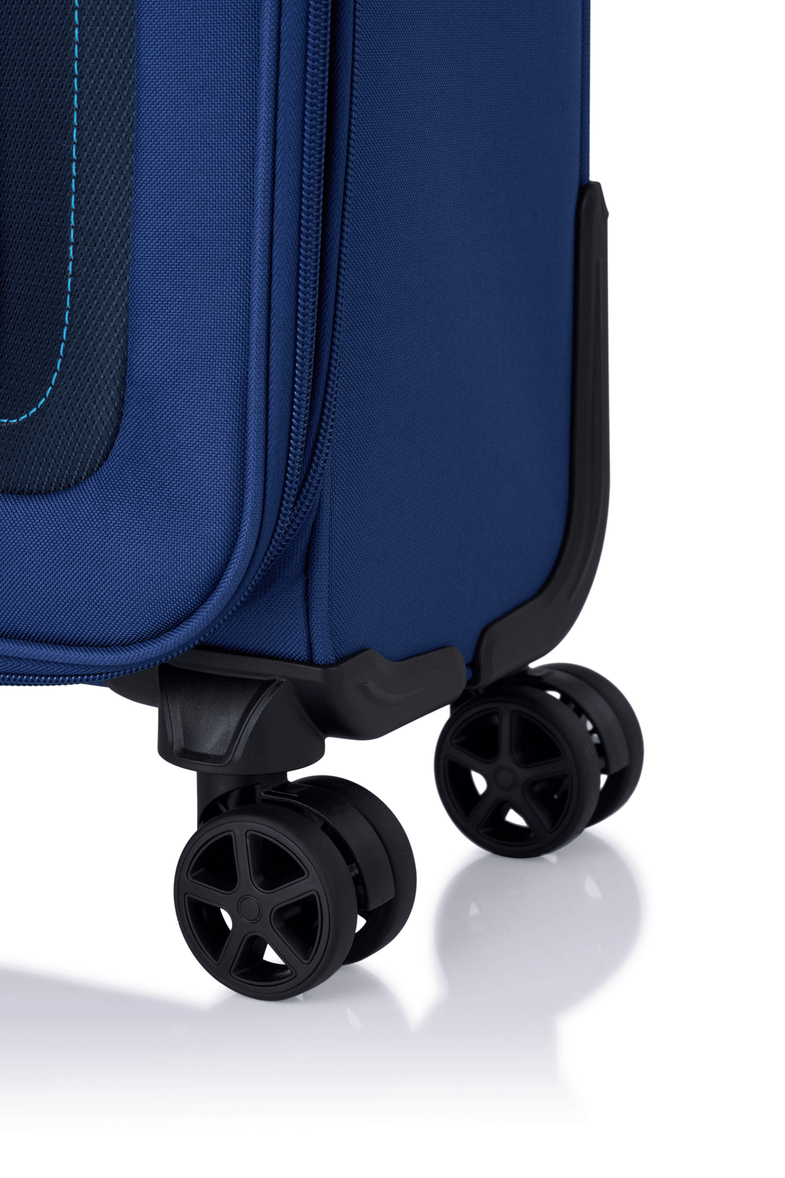 American Tourister Raya Blue softside suitcase double wheel detail