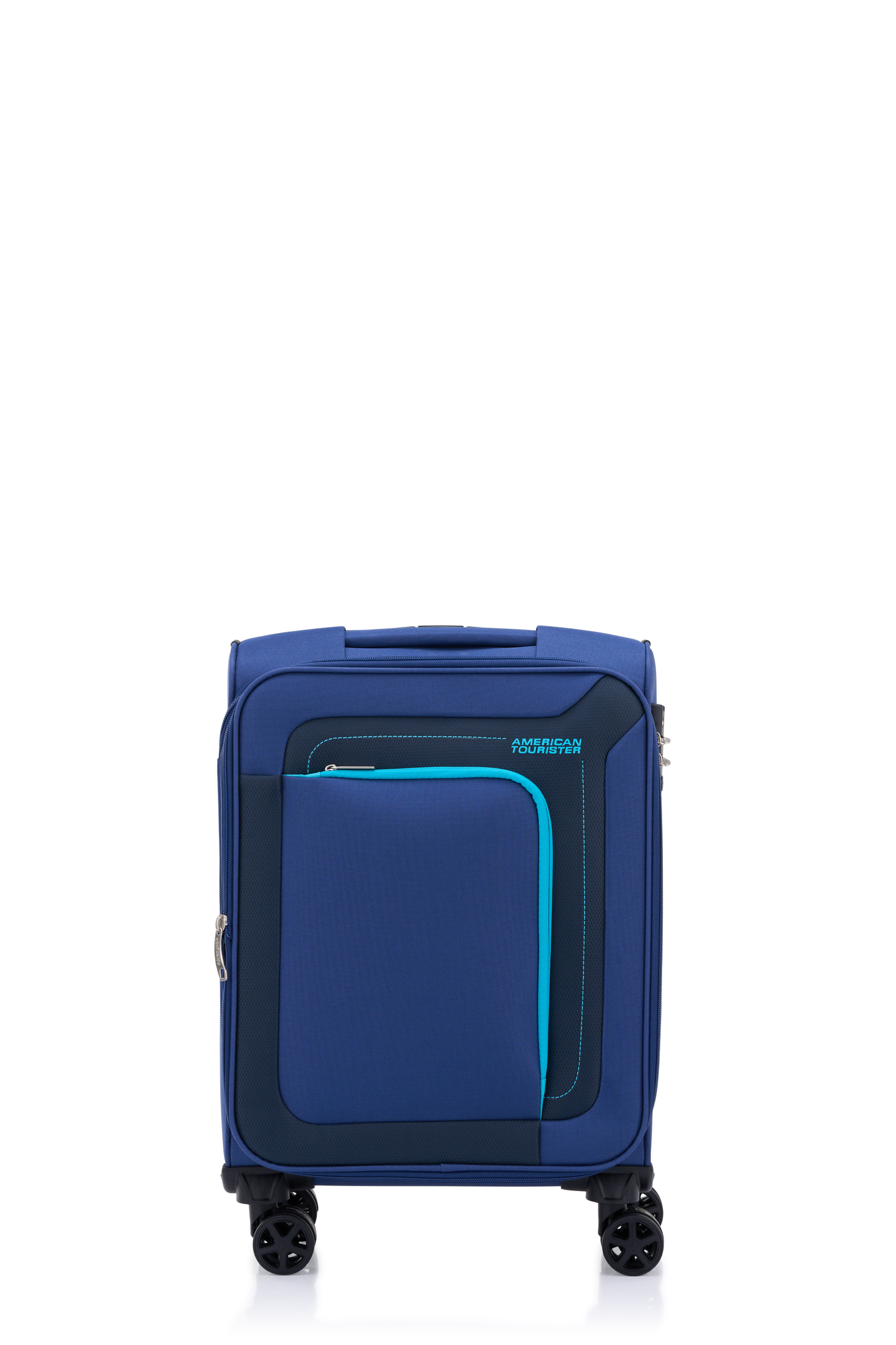 American Tourister Raya 55cm Blue cabin softside suitcase front view