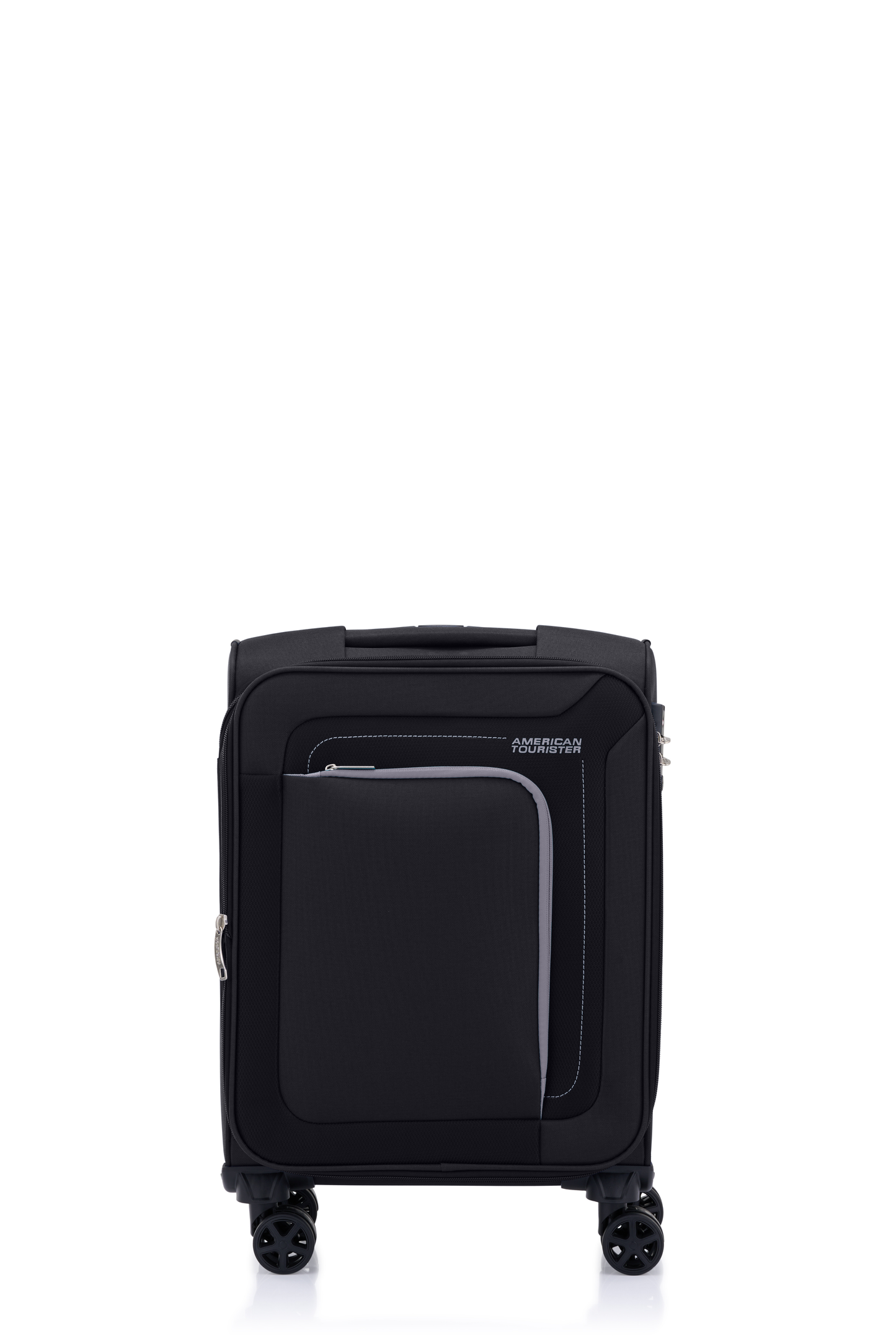 American Tourister Raya 55cm Black cabin softside suitcase front view