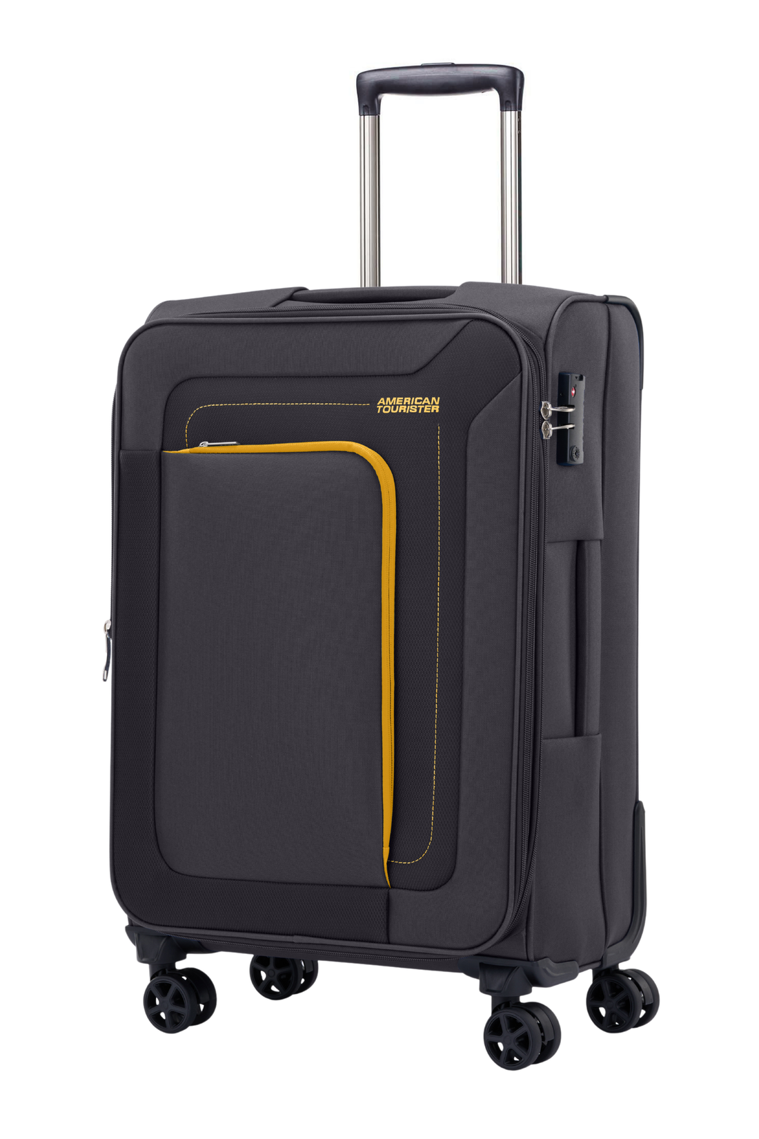 American Tourister Raya 67cm Grey medium softside suitcase angled view
