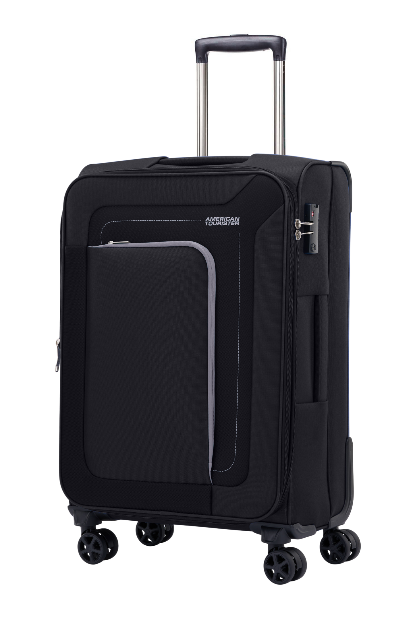 American Tourister Raya 67cm Black medium softside suitcase angled view