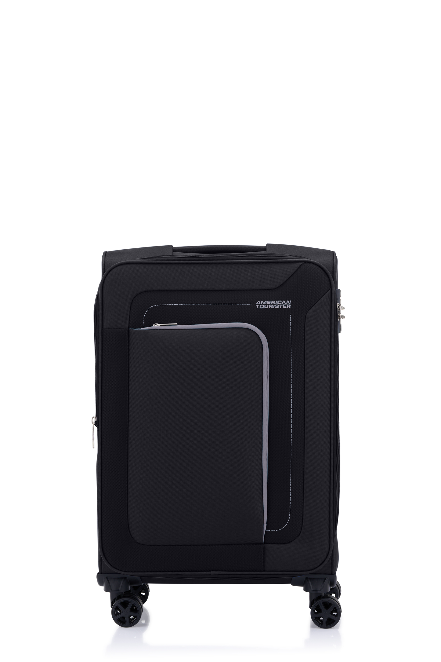 American Tourister Raya 67cm Black medium softside suitcase front view