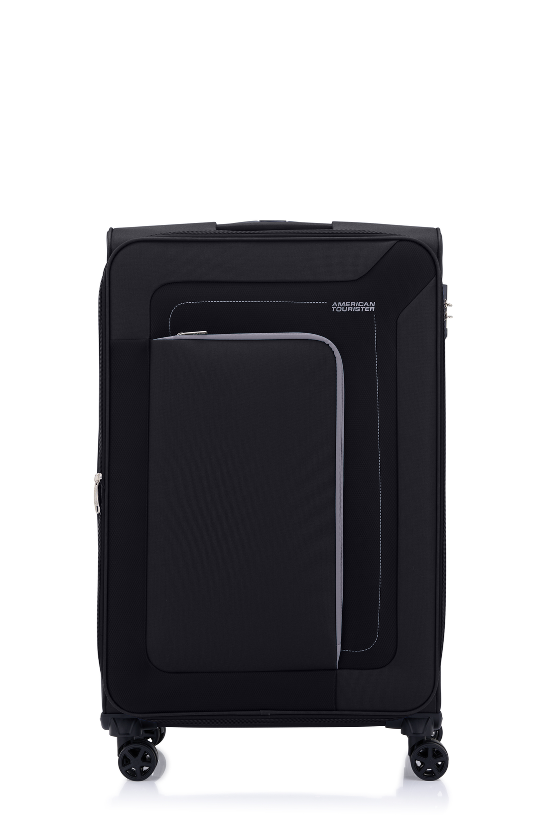 American Tourister Raya 79cm Black large softside suitcase front view