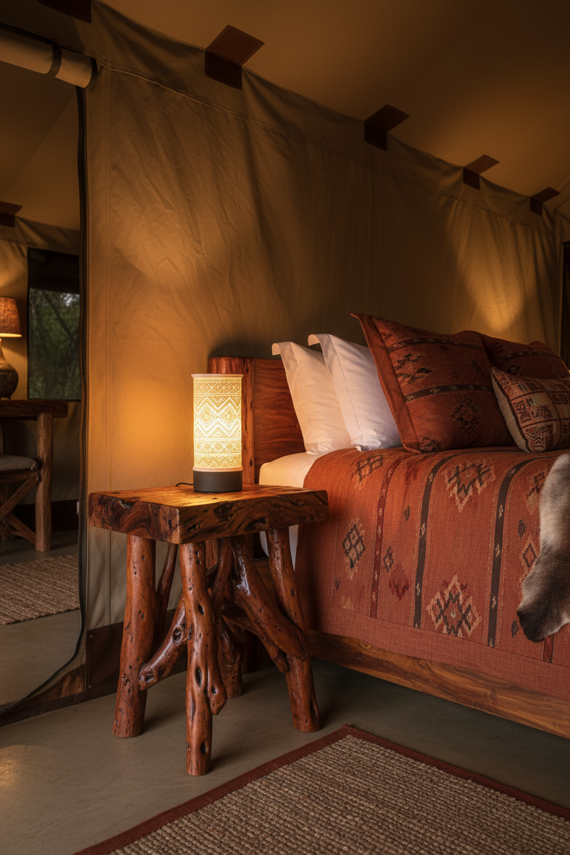 Print3D Africa Boho Radiance Table Lamp lifestyle - Red Rhino Kenya