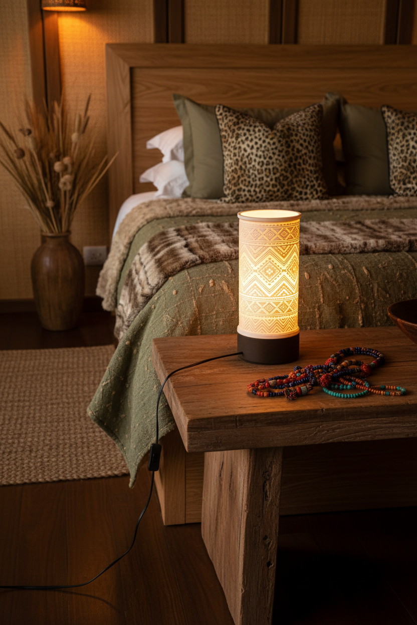 Print3D Africa Boho Radiance Table Lamp bedside - Red Rhino Kenya