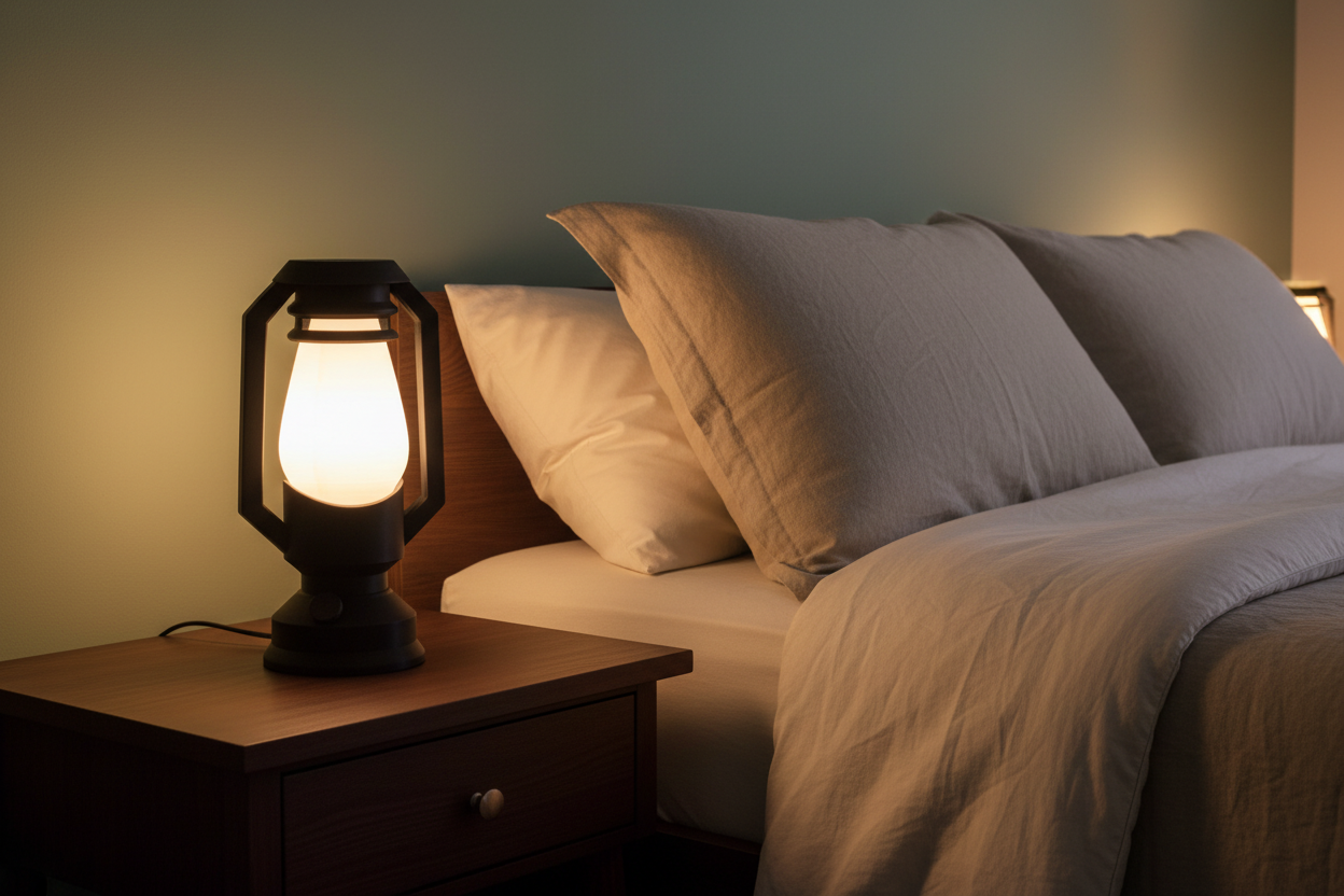 Print3D Africa KOROBOI Table Lamp – bedside illuminated view | Red Rhino Kenya