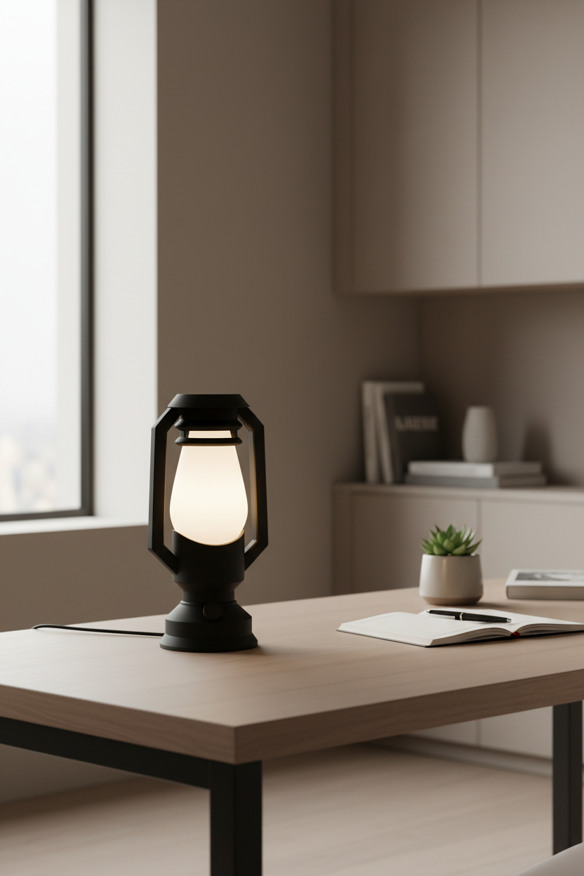 Print3D Africa KOROBOI Table Lamp – modern desk lifestyle view | Red Rhino Kenya