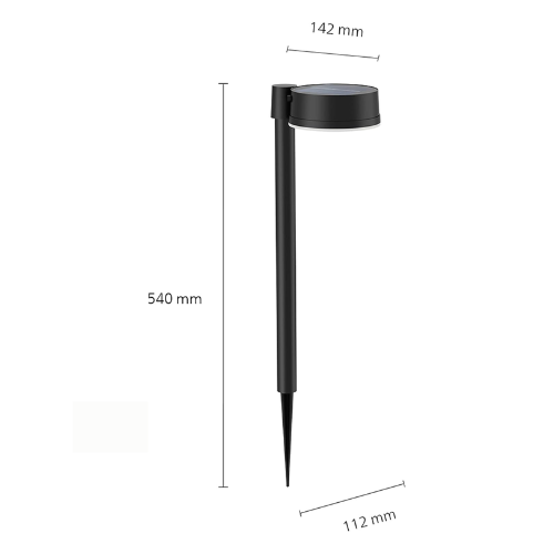 Philips Outdoor Solar Vynce Pedestal Light 1.5 W, Daylight Sensor, IP44 Weatherproof Round