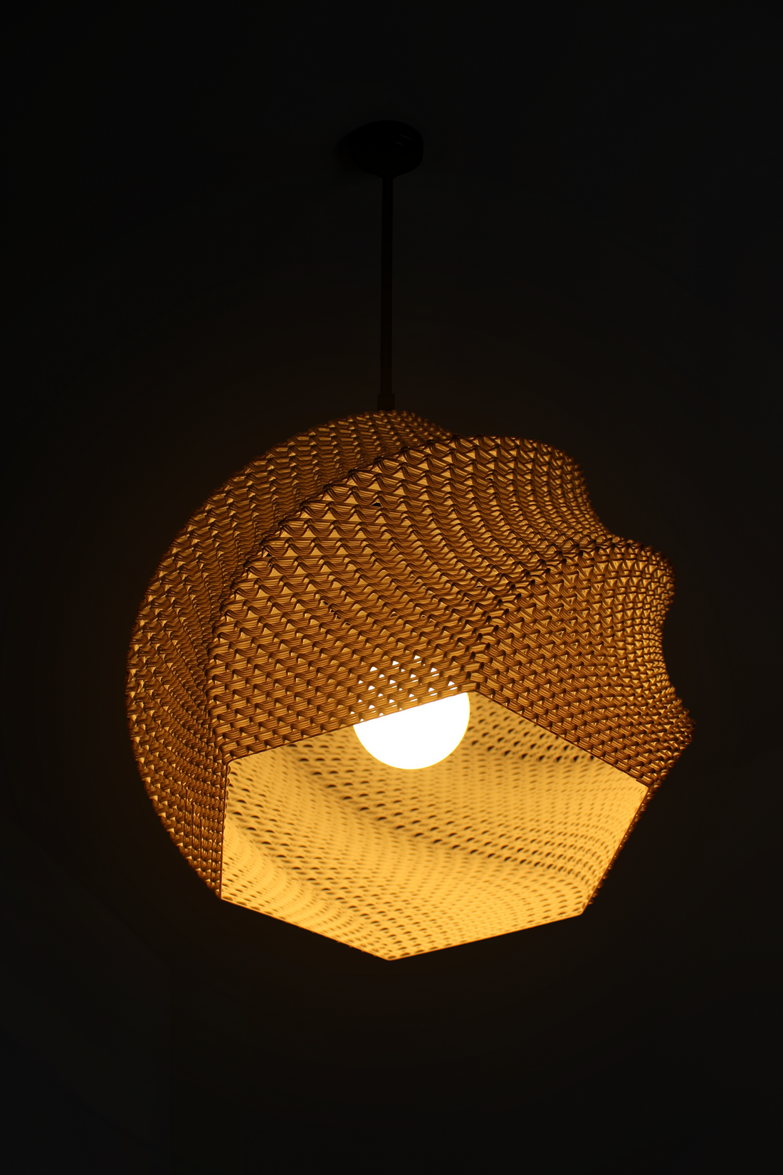 Print3D Africa SOFIA Pendant Lamp illuminated - Red Rhino Kenya