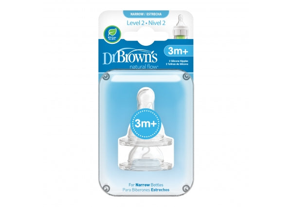 Dr Brown's Level 2 medium-flow narrow bottle nipple, 3 months plus