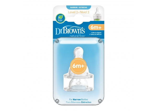 Dr Brown's Level 3 medium-flow narrow bottle nipple, 6 months plus