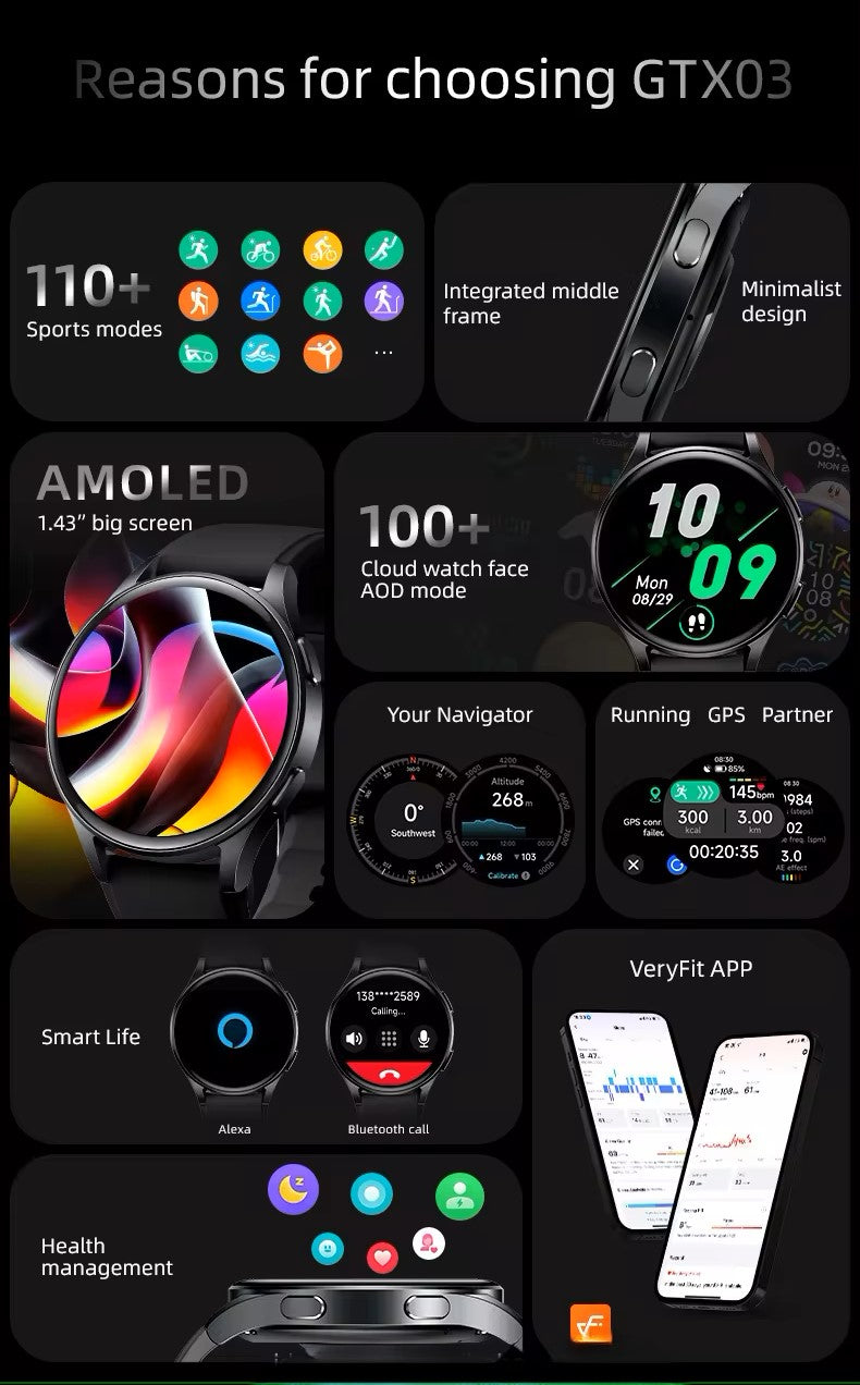 AceFit Ultra Smart Watch Black GTX03 - Red Rhino