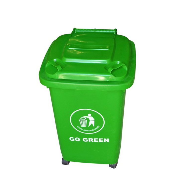 Plastic Trash Can 50L Waste Bin Heavy Duty with Wheels and Lid