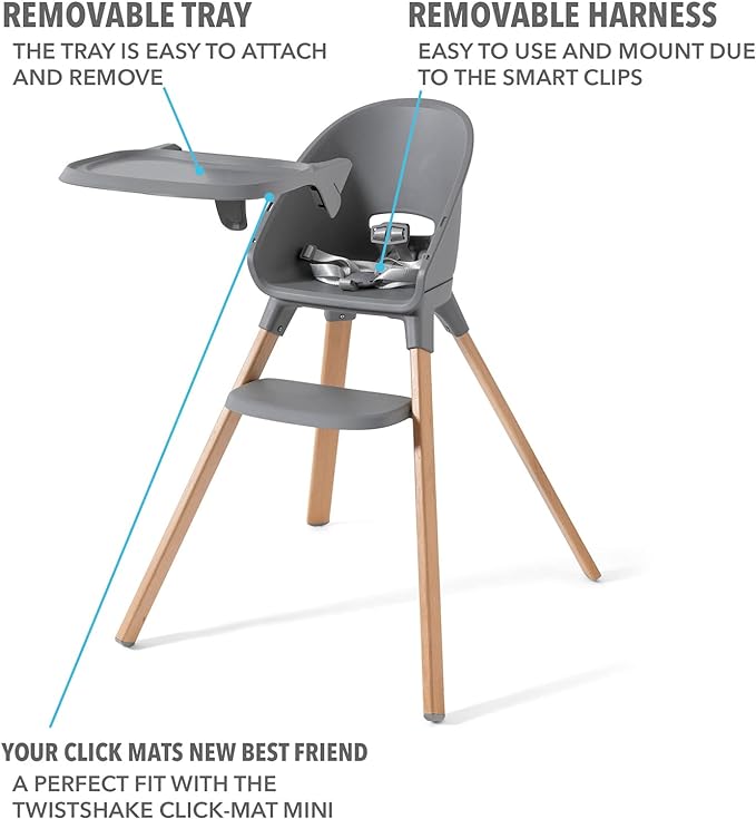 Twistshake highchair pastel grey, side view