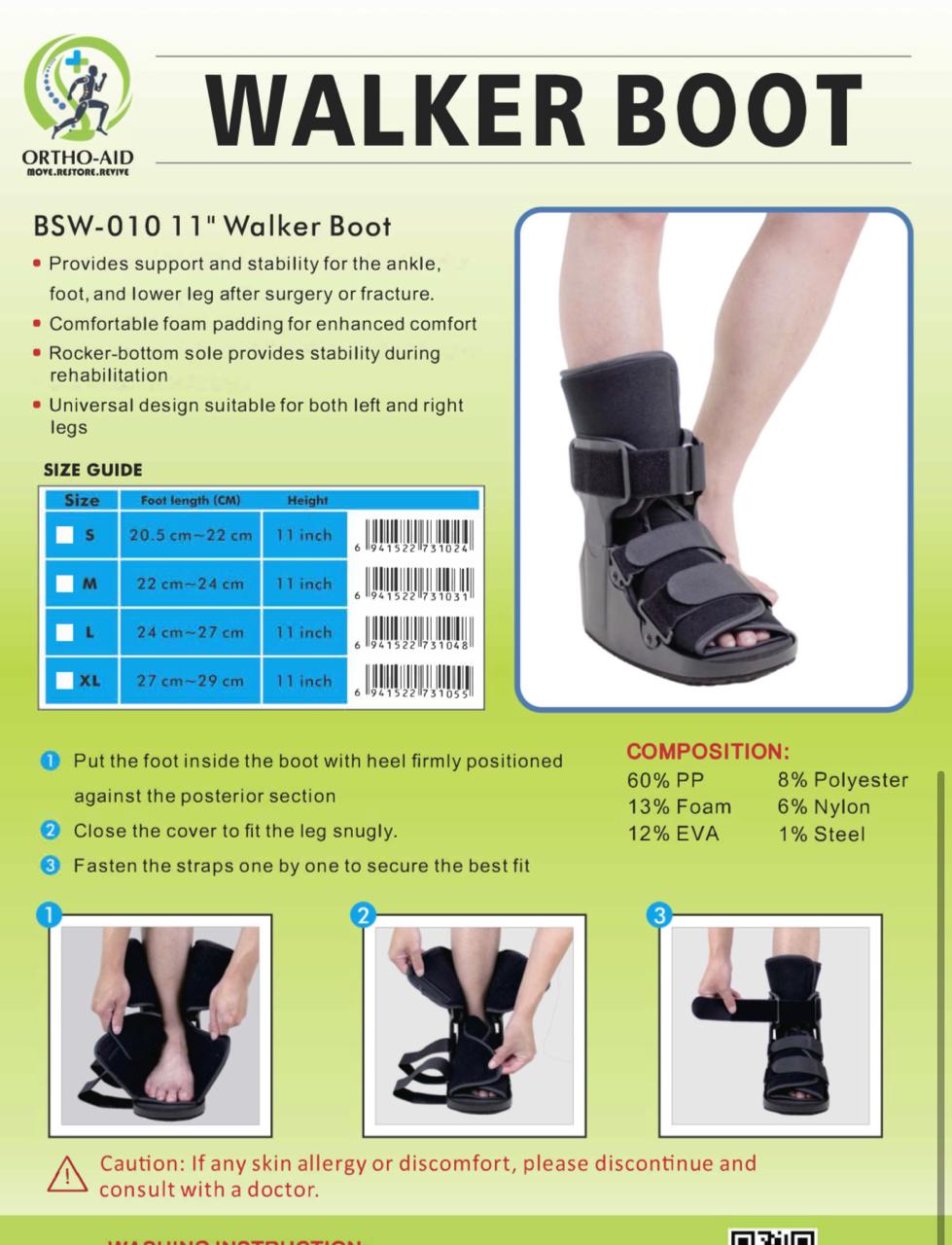 Ortho-Aid 11-Inch CAM Walker Boot – Adjustable Ankle and Foot Support