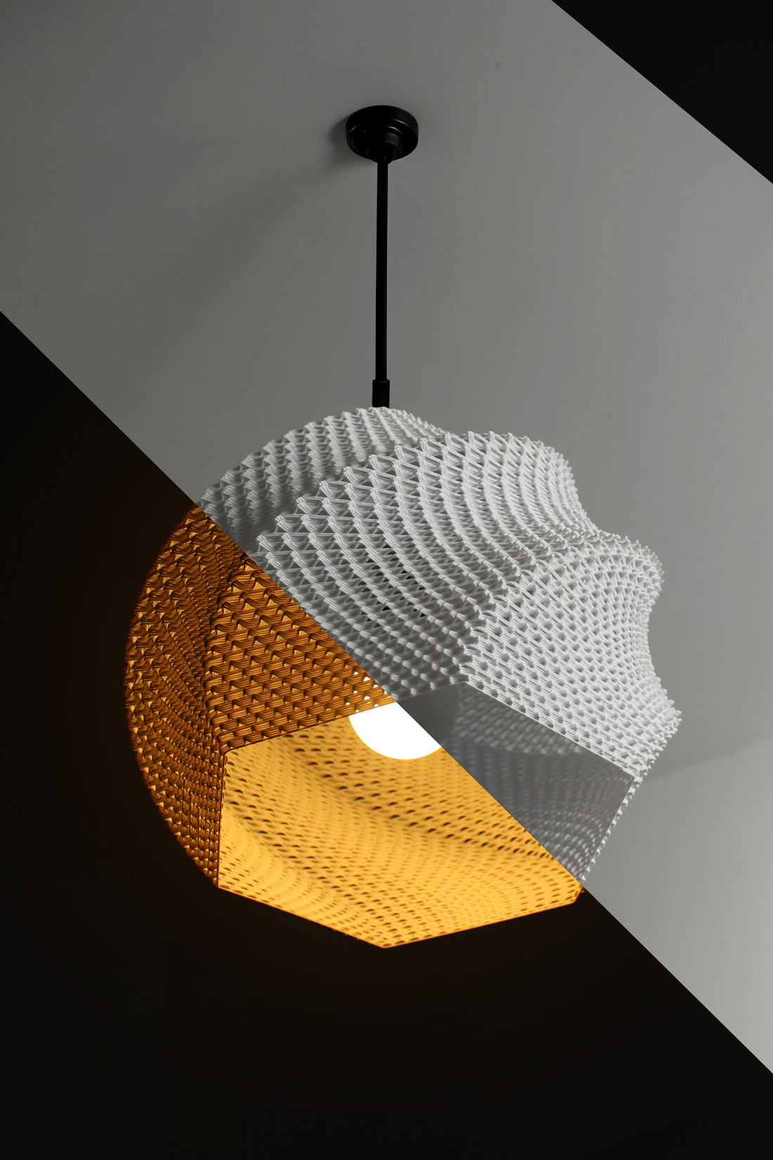 Print3D Africa SOFIA Pendant Lamp light comparison - Red Rhino Kenya