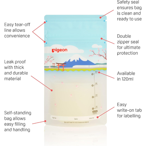Pigeon Baby Holidays Breastmilk Storage Bags - 25Pack 120ml