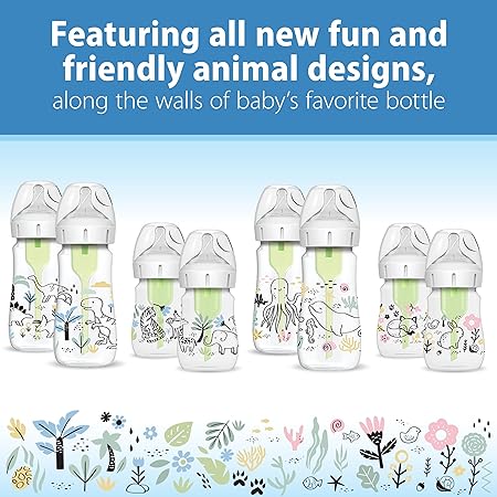 Dr. Brown's Natural FlowÂ® Anti-Colic Options+â¢ Designer Edition Jungle Decorations Wide Mouth-270ml-WB92028 - Red Rhino