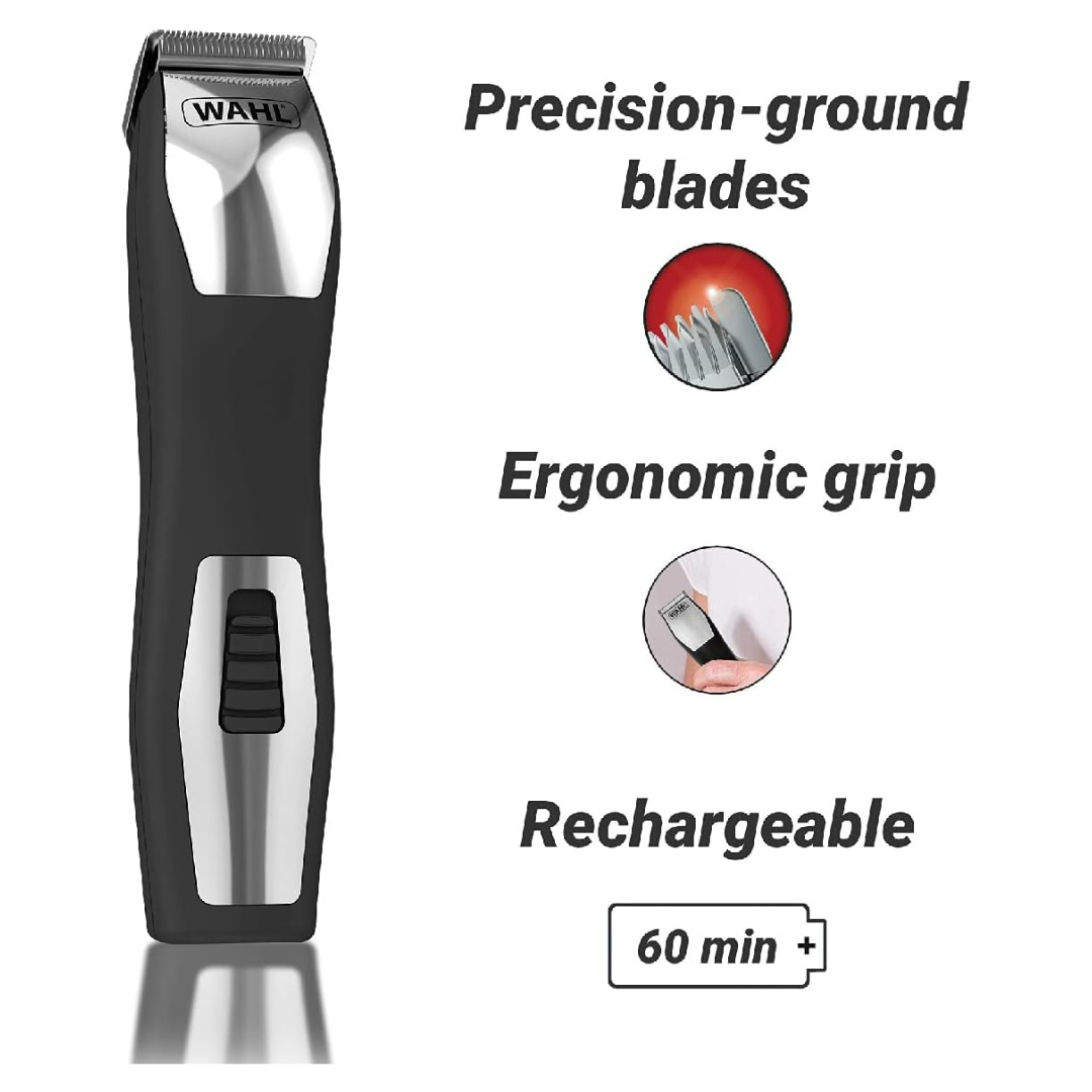Wahl Groomsman Pro All-in-one Rechargeable Grooming Kit, Black/Silver-9855
