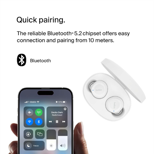 Belkin SoundForm Bolt True Wireless Earbuds - White - Red Rhino