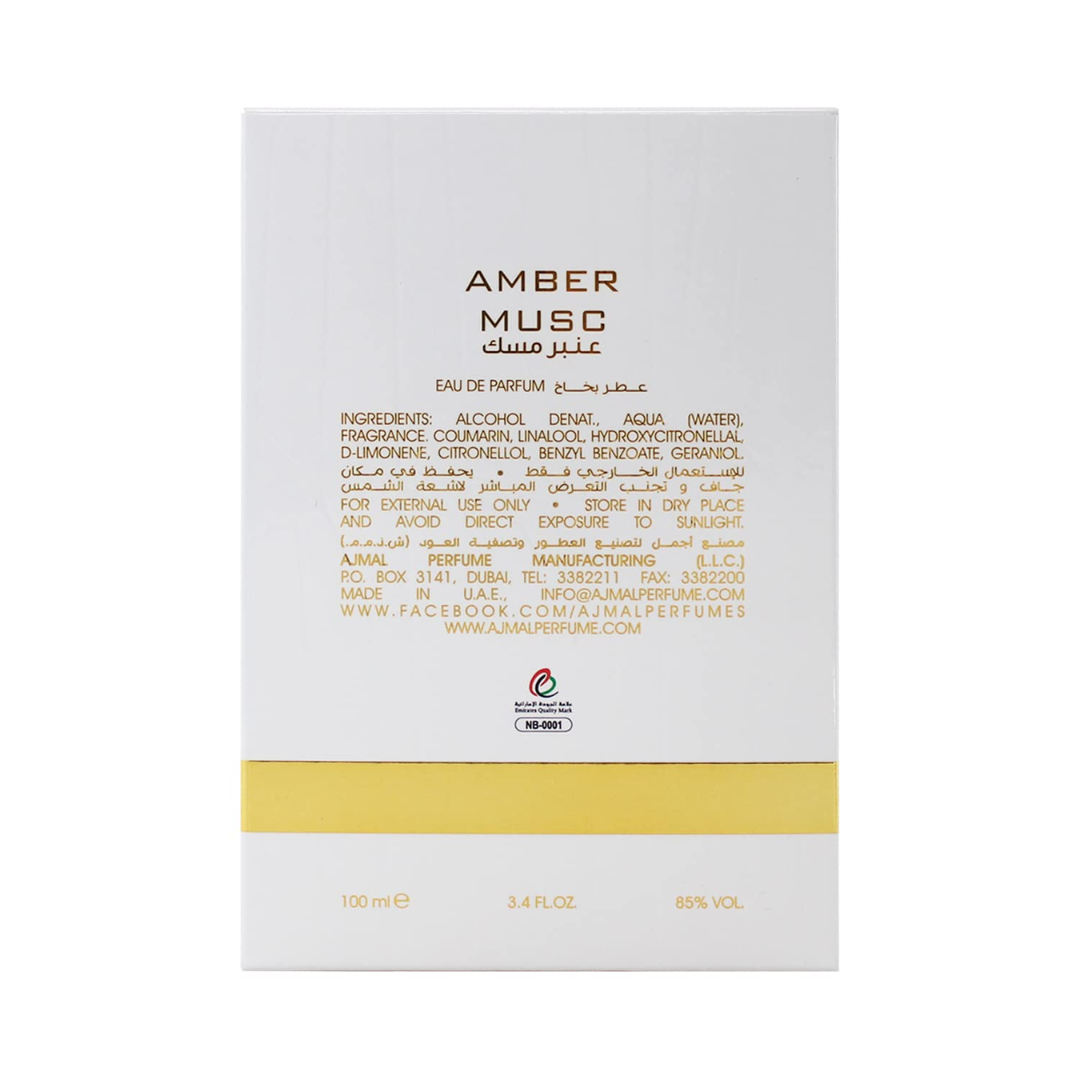 Ajmal Amber Musc Eau De Parfum 100Ml - Red Rhino