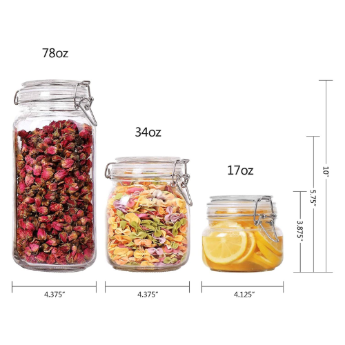 Bon Appetit Glass Jar with Air Tight Clamp Lid 4L - Red Rhino