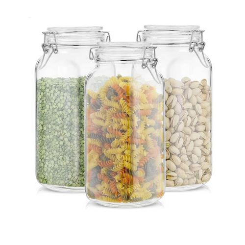 Bon Appetit Glass Jar with Air Tight Clamp Lid 4L - Red Rhino