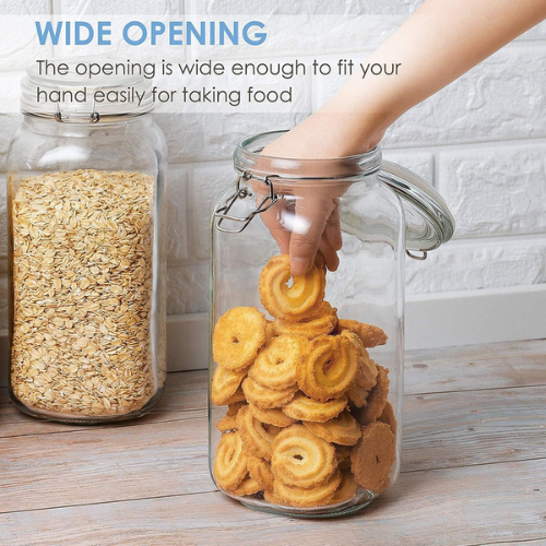 Bon Appetit Glass Jar with Air Tight Clamp Lid 4L - Red Rhino