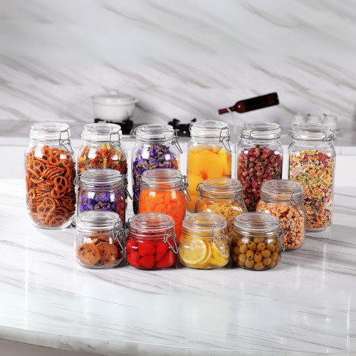 Bon Appetit Glass Jar with Air Tight Clamp Lid 4L - Red Rhino