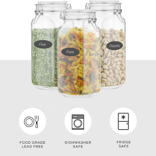 Bon Appetit Glass Jar with Air Tight Clamp Lid 4L - Red Rhino