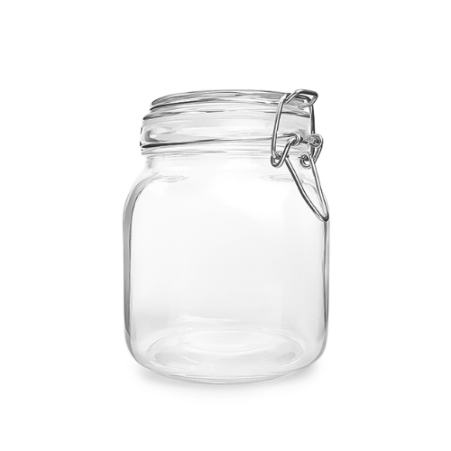 Bon Appetit Glass Jar with Air Tight Clamp Lid 1L - Red Rhino