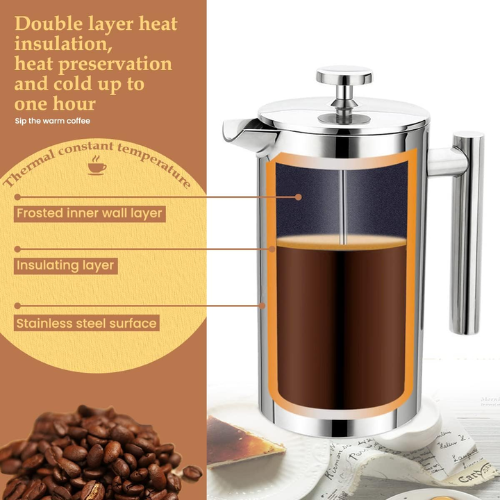 Bon Appetit 700mL Stainless Steel French Press Coffee & Tea Maker - Red Rhino