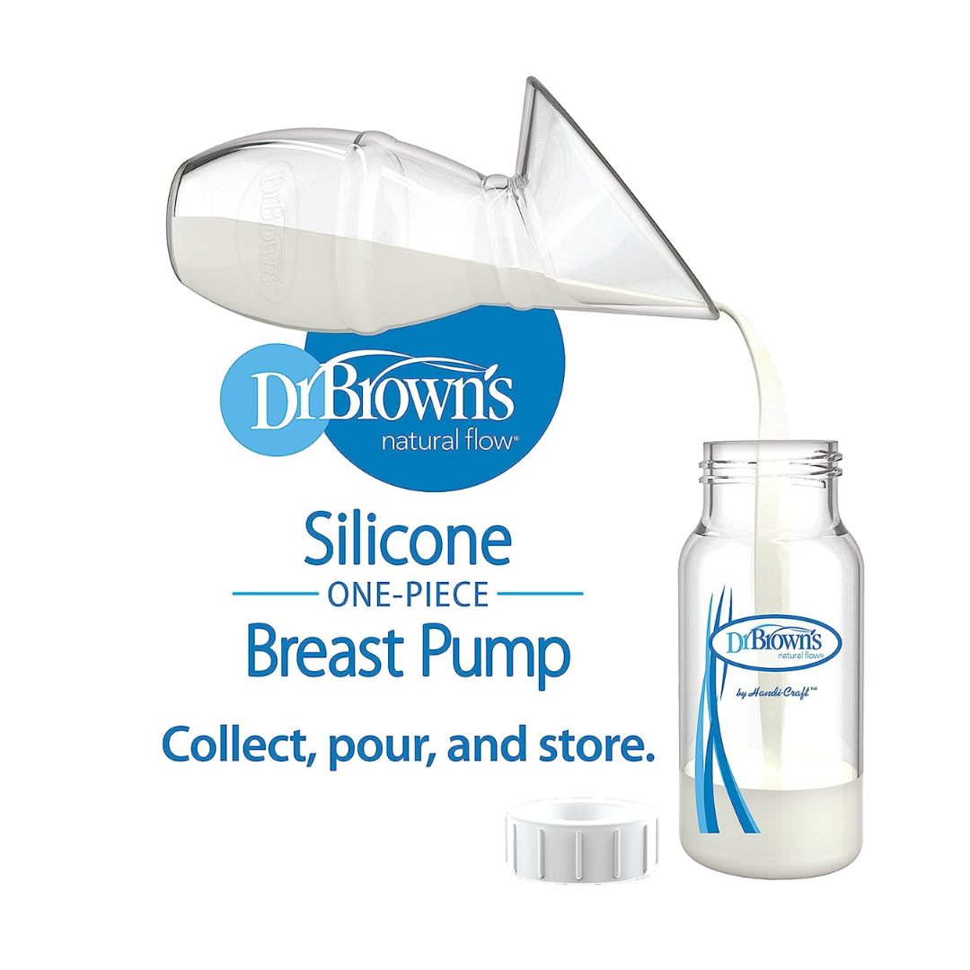 Dr. Brown's Silicone One-Piece Breast Pump & Travel Bag, 150ML Anti-Colic Options+ Baby Bottle, Level 1 Nipple & Travel Lid-BF035 - Red Rhino