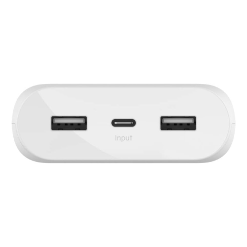 Belkin BoostCharge 20,000mAh Power Bank - 15W Fast Charging | USB-C + 2 USB-A Ports | White - Red Rhino
