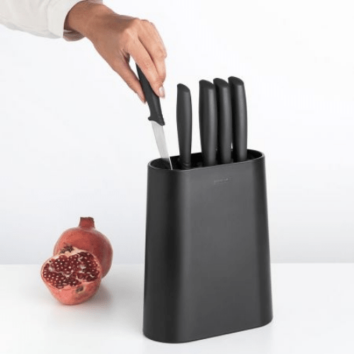 Brabantia Knife Block Plus Knives - Tasty+ - Dark Grey - Red Rhino