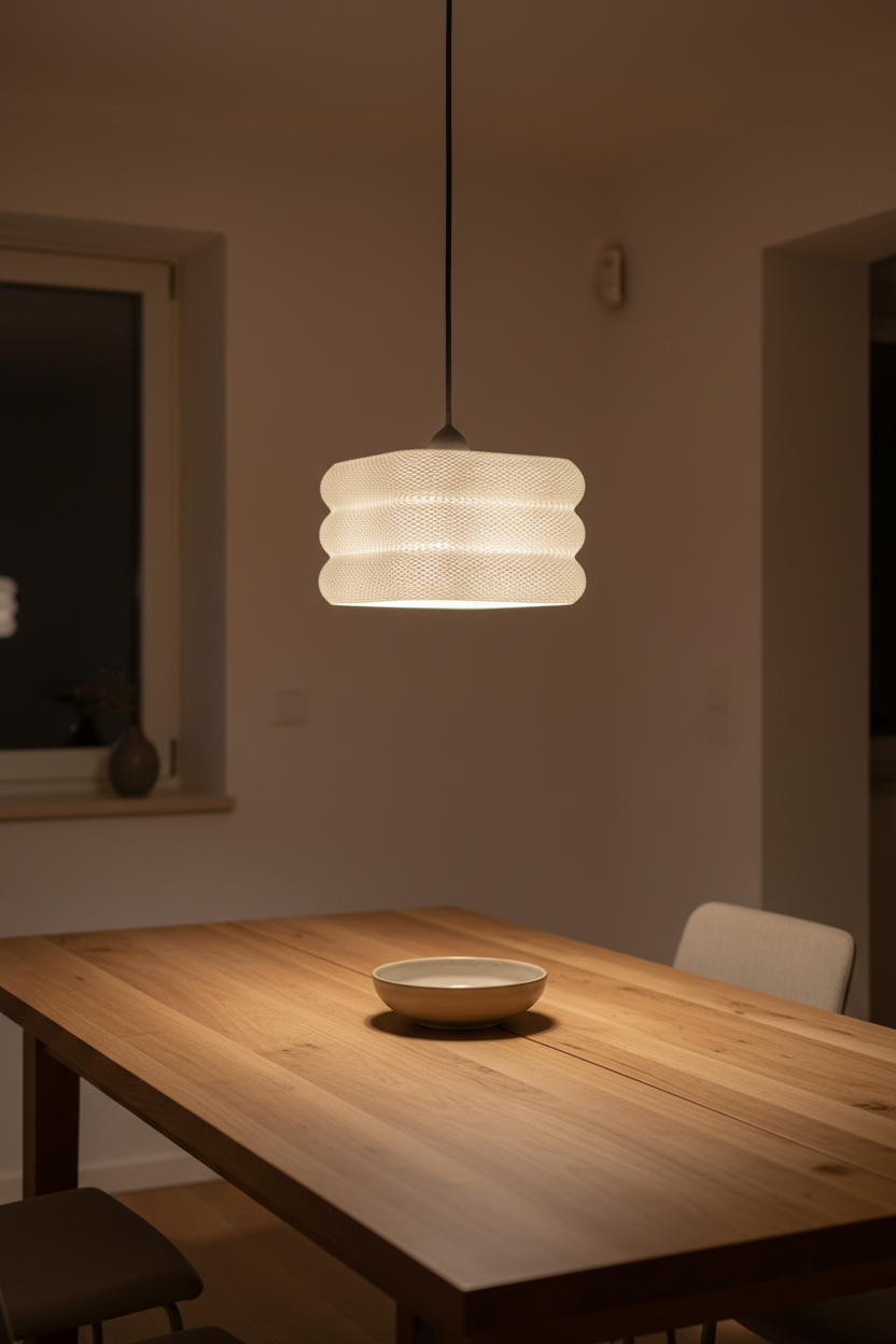 Print3D Africa CLARA Pendant Lamp dining lifestyle - Red Rhino Kenya